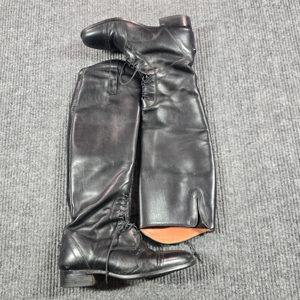 Ariat Boots Black Contour Equestrian Riding Women 7.5 Leather Tall Lace Up 55701